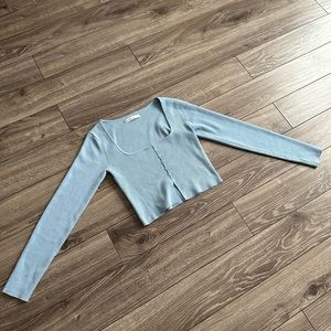 Oak & Fort Cropped Blue Cardigan XS